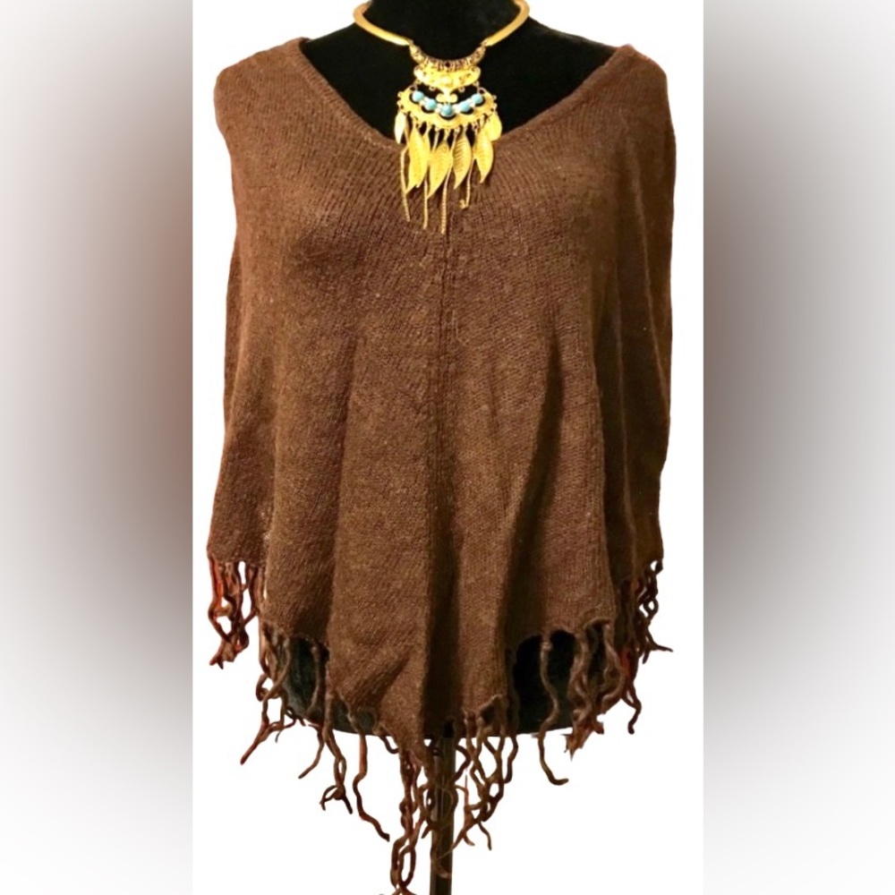 🍫CHOCOLATE 🍫 BROWN PONCHO SWEATER 🍫 One Size
